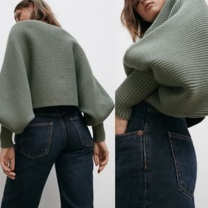 Zara | Sweaters | Zara Sage Green Wide 